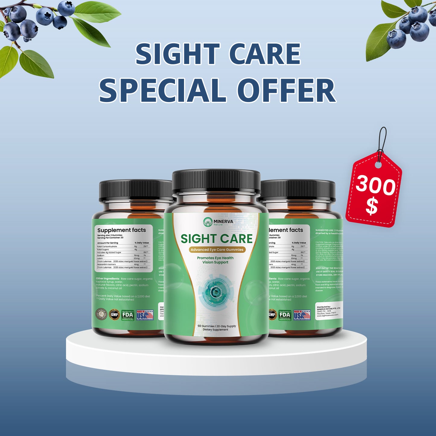 Minerva Sight Care - combo 45 days, 3 bottles